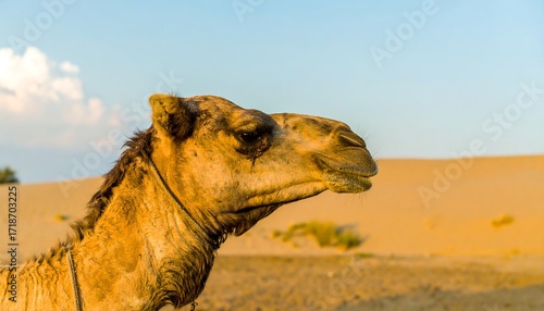 Fototapeta Naklejka Na Ścianę i Meble -  Camel profile in desert landscape
