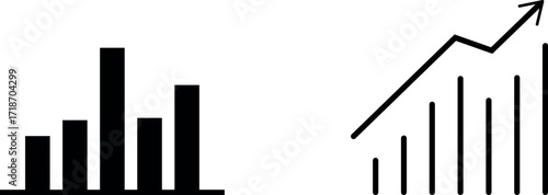 Rising Bar Graph with Upward Arrow on Transparent Background for Financial Analysis