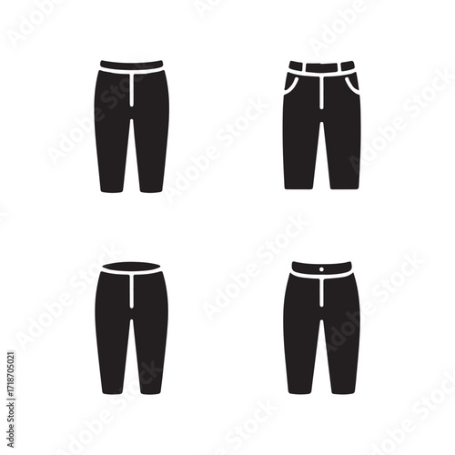 Capri pants stylish casual wear clothing solid icons collection