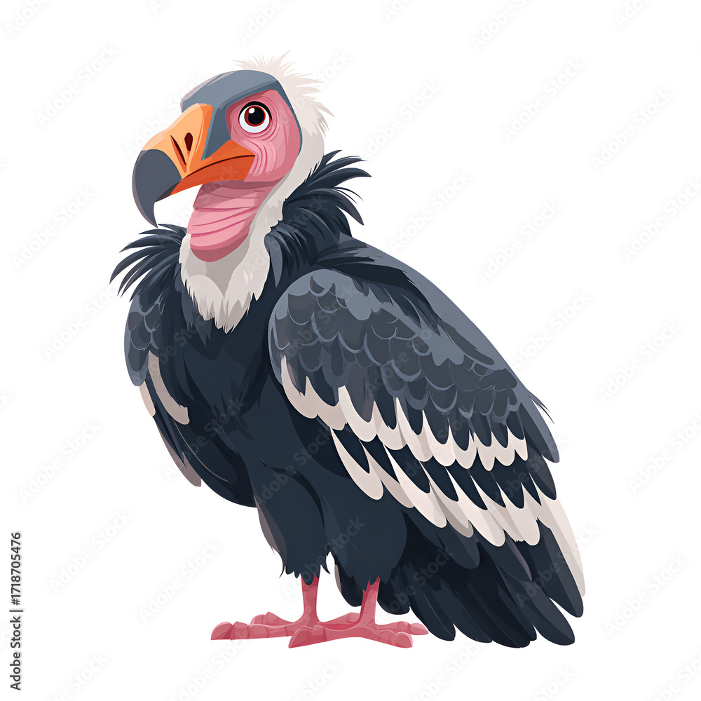 Obraz premium Andean Condor Cartoon Style Isolated on Transparent Background