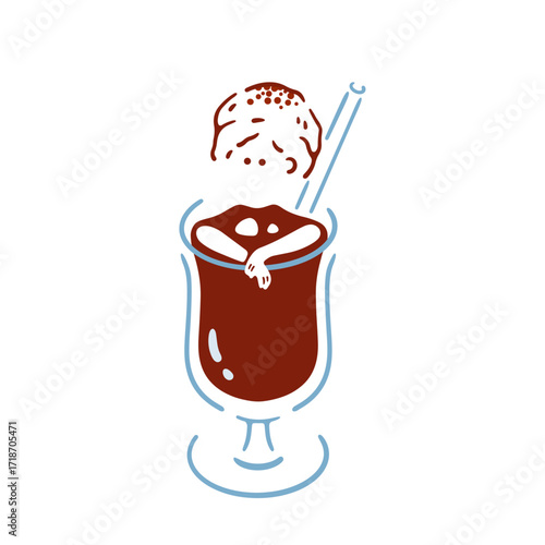 【コーヒー Ver.2】 コーヒーフロートの女の子のイラスト

