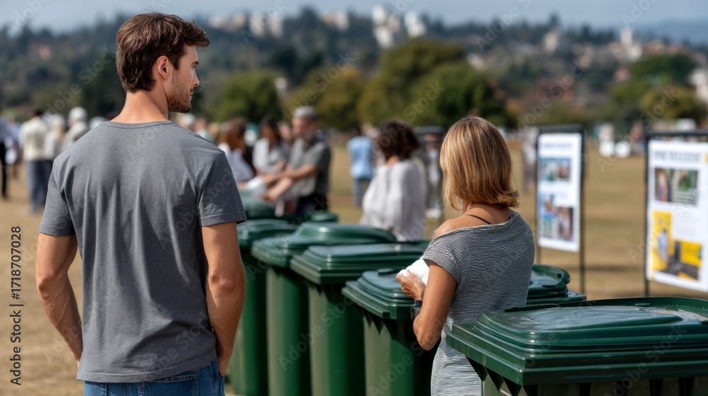 Naklejka premium Community cleanup event park photography urban environment close-up environmental awareness