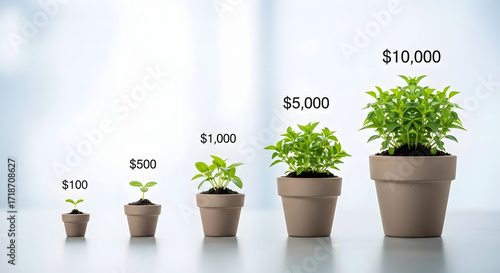 Conceptual Growth and Financial Success Illustrations — Miniatures, Charts, Objects, and Symbols of Business Progress