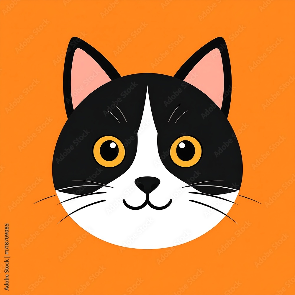 Fototapeta premium Cute black and white cat head