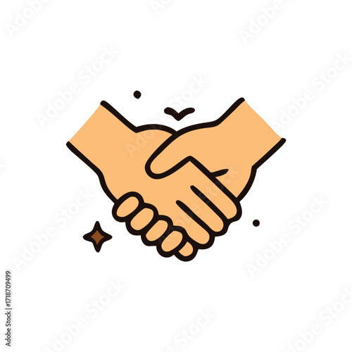 Family bond handshakes cartoon hands outlined in black unite symbolizing enduring connection and love.