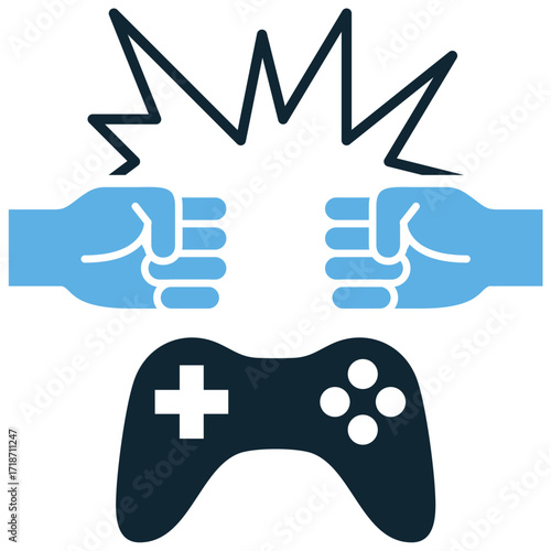 Fighting game icon vector. Perfect for gaming, entertainment, and action themes. A simple, clear symbol representing a classic fighting game.