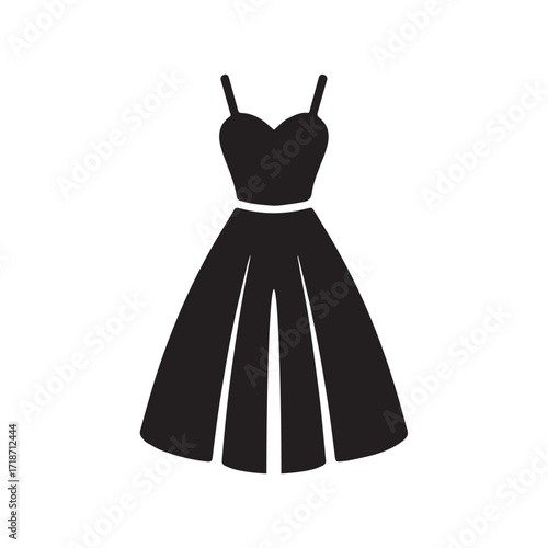 Midi dress trendy outfit stylish apparel solid black icon design