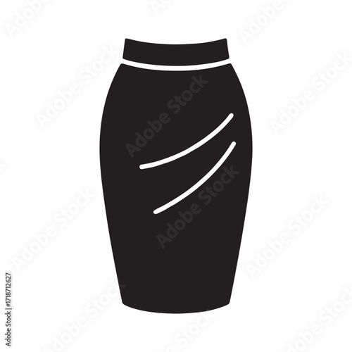 Pencil skirt modern stylish clothing outfit solid black icon
