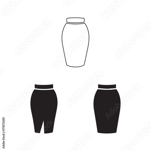 Pencil skirt stylish modern clothing fashion solid icons collection