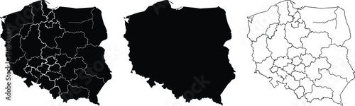 Poland map vector outline country border geography illustration editable