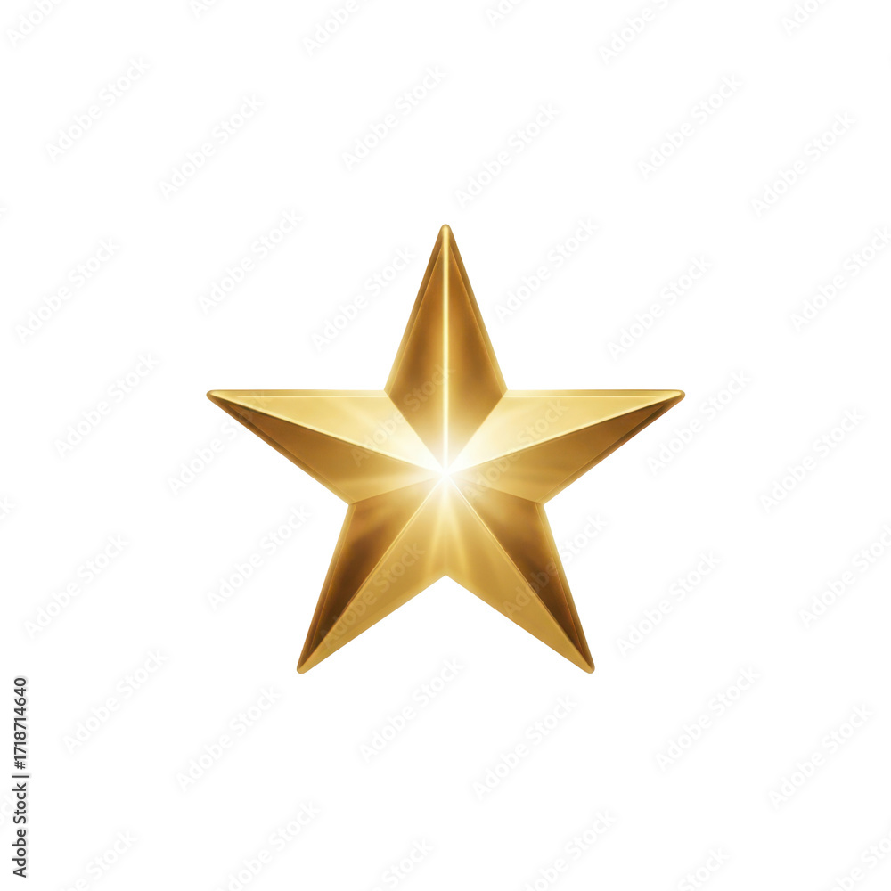Obraz premium Isolated gold star with shimmering light on transparent background