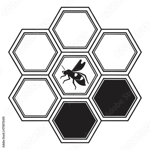 Bee and Honeycomb Hexagon Design insect pattern