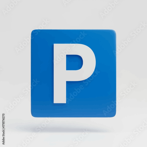 Close-up of a blue parking sign with a white letter P.