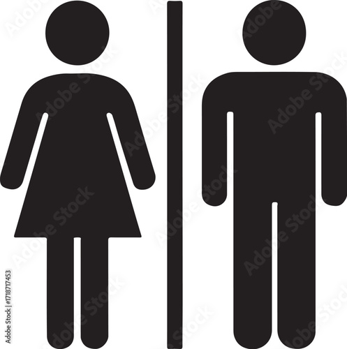 PrintBlack silhouette icons for men and women restroom facilities