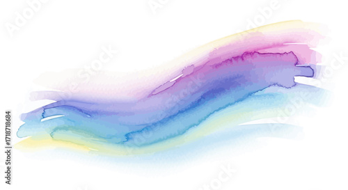 Abstract Watercolor Wash A Delicate Spectrum of Colors in a Wave-Like Design on White Background