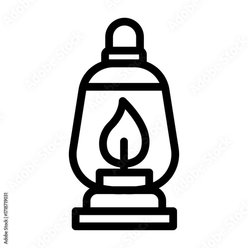 Camping Lantern Line Icon of Camping and Glamping Icon Set
