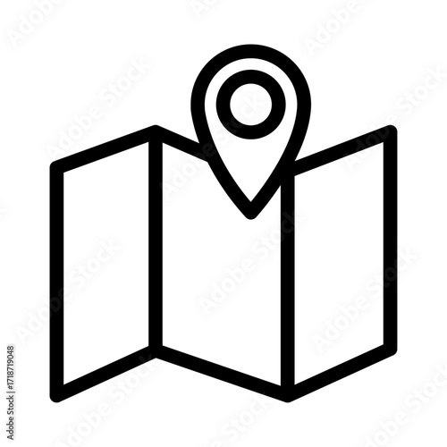 Map with Pin Line Icon of Camping and Glamping Icon Set