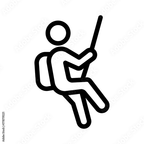 Abseiling Climber Line Icon of Rock Climbing (Outdoor) Icon Set