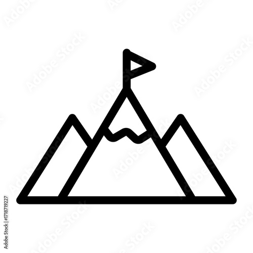 Mountain Peak Flag Line Icon of Rock Climbing (Outdoor) Icon Set