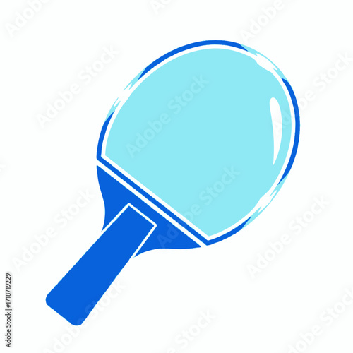 Illustration of a blue table tennis racket with a light blue paddle.
