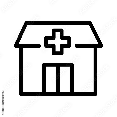 Clinic Building with Cross Line Icon of Veterinary Clinics Icon Set