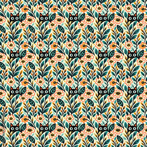 vector seamless pattern cute in laves