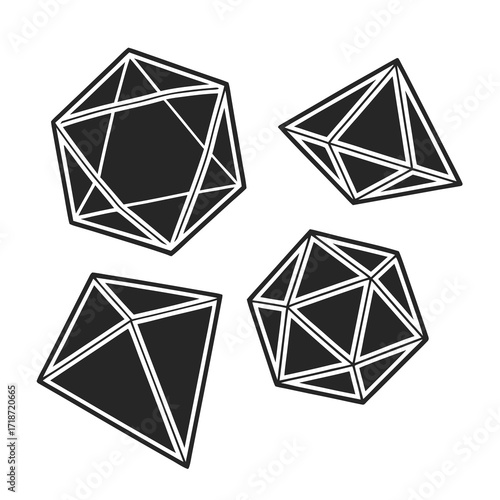 Geometric Polyhedron Shapes Silhouette Collection geometric shape