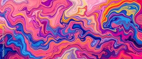 Fluid, vibrant abstract blooms in swirling, painterly strokes,  bold,  bright