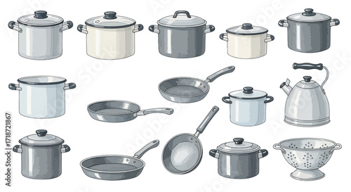 Kitchen Cookware Watercolor Clipart Set