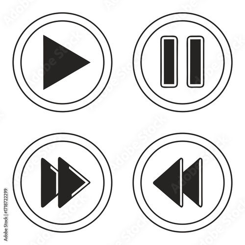 Media Player Icons Play Pause Fast Forward Rewind