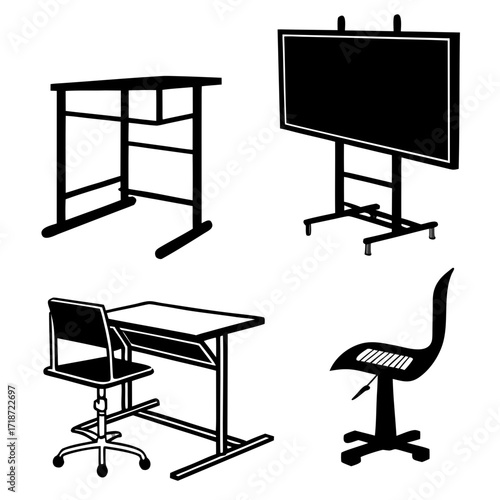 Office And Classroom Furniture Set With Desk Chair Keywords: office, classroom, furniture, desk