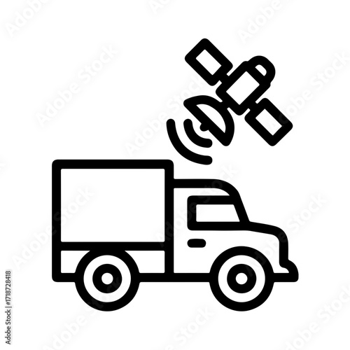 GPS truck outline, delivery tracking icon, logistics app interface, transportation system design, fleet management symbol