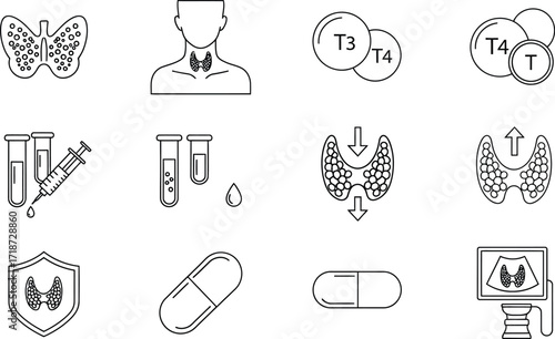Thyroid gland hormones treatment diagnosis and health concept vector