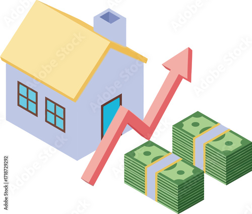 Real estate prices rising home value growth investment concept vector