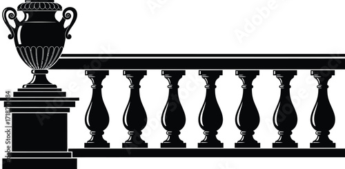 Balustrade vector illustration with vase and classic design vector