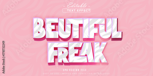 Editable text effect on beautiful freak theme.