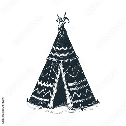 Bedouin tent – Black and White Icon Vector and Illustration	