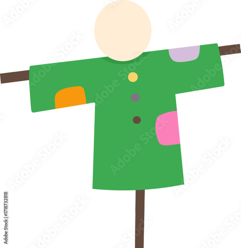 Autumn farming scarecrow design line illustration
