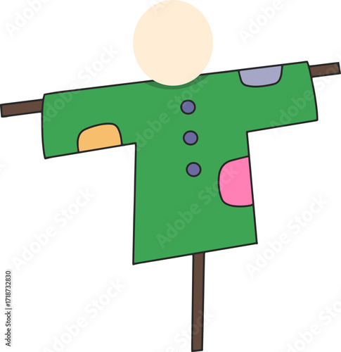 Autumn farming scarecrow design line illustration