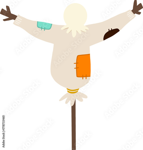 Autumn farming scarecrow design line illustration