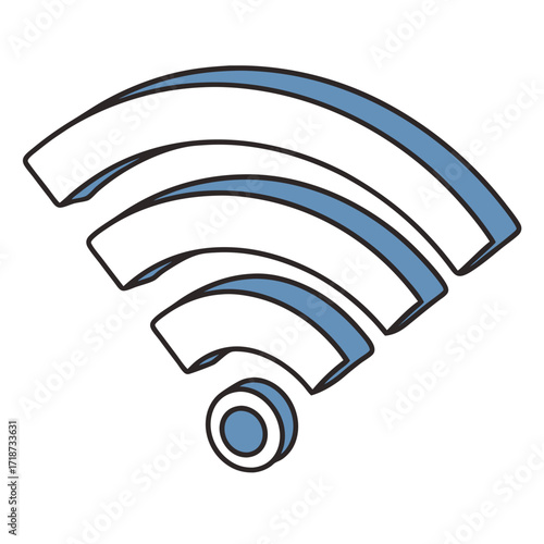 Blue and White Wi- Fi Symbol with Shadow wifi wireless
