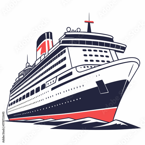 Blue and Red Cruise Ship Sailing on Water ocean liner