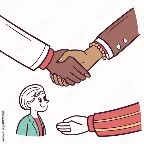 Business handshake and welcoming gesture agreement