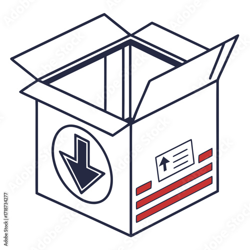 Cardboard Box with Up and Down Arrows open shipping