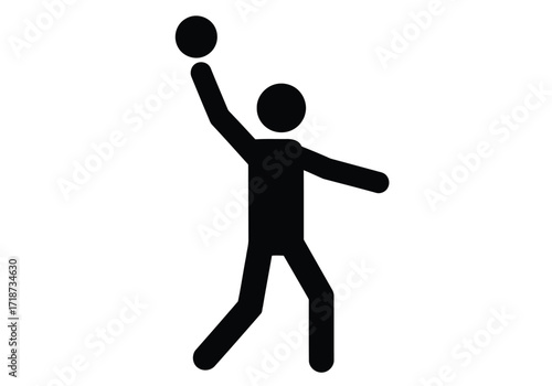 Vector illustration of illustration of black silhouette of a person throwing a ball