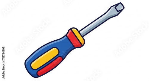 Flat head screwdriver tool for repair and construction work hand tool equipment for home improvement projects