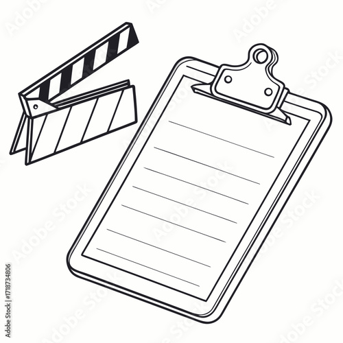 Clipboard and Movie Clapperboard Illustration film