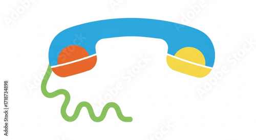 Retro telephone handset vector illustration for communication technology and call center services design asset