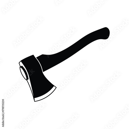 Vector illustration of illustration of black silhouette of an axe with a wooden handle