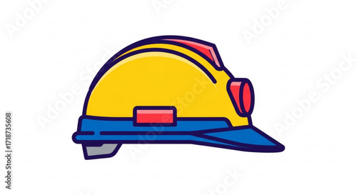 Yellow construction hard hat with light for safety and protection equipment for industrial work sites